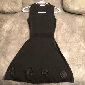 Sandro LBD Black Dress Peekaboo Hem Stretch S